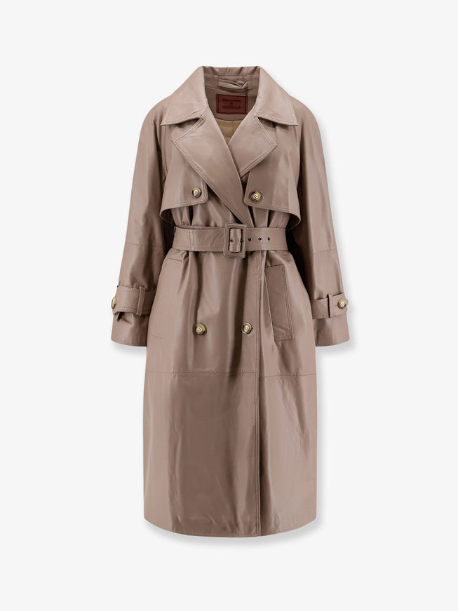 Stella Maxwell X Marella First Class Leather Trench With Padding Mud