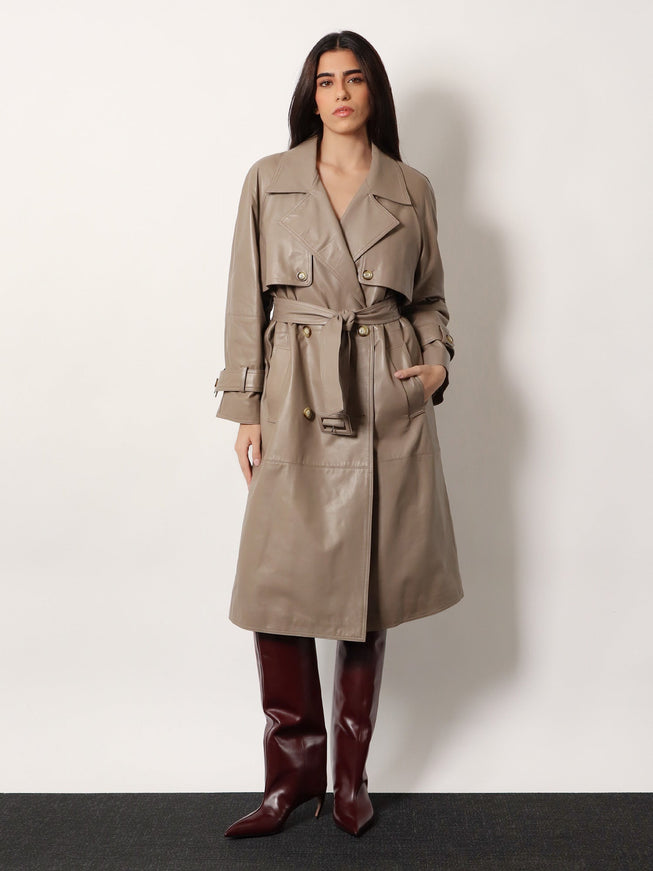 Stella Maxwell X Marella First Class Leather Trench With Padding