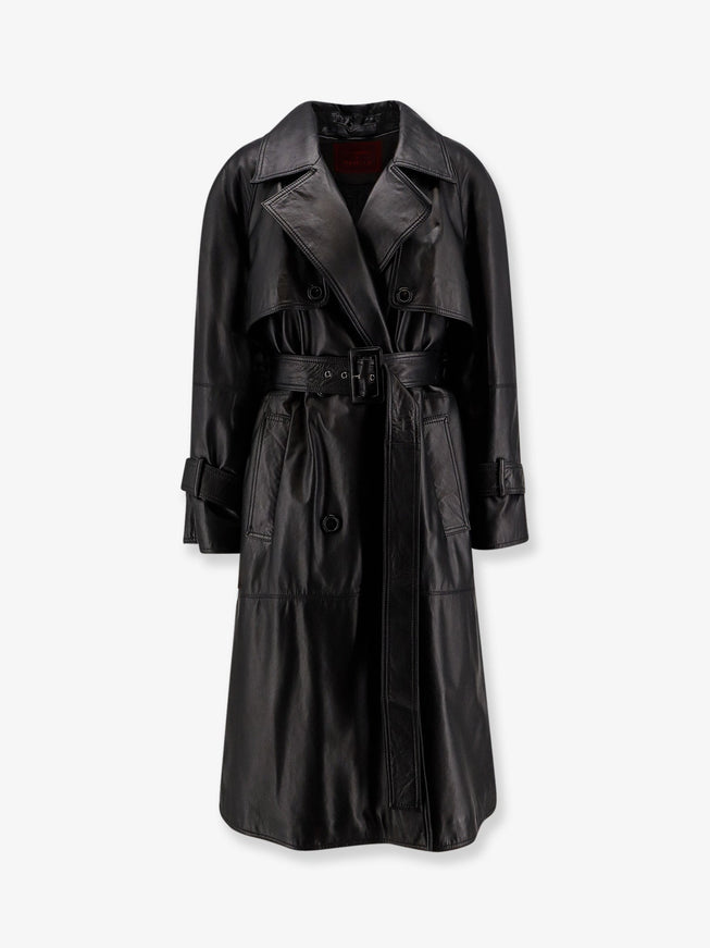 Stella Maxwell X Marella First Class Leather Trench With Padding Nero