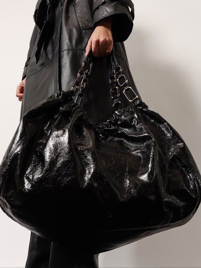 Stella Maxwell X Marella Patent Leather Shoulder Bag