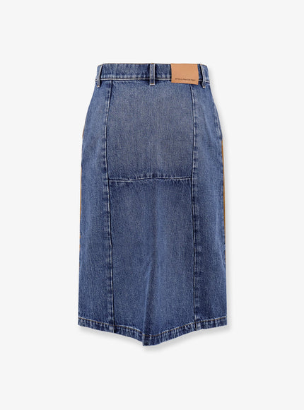 Stella Mccartney Denim Skirt With Suede Inserts