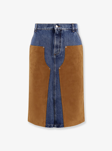 Stella Mccartney Denim Skirt With Suede Inserts Medium Vintage Blue