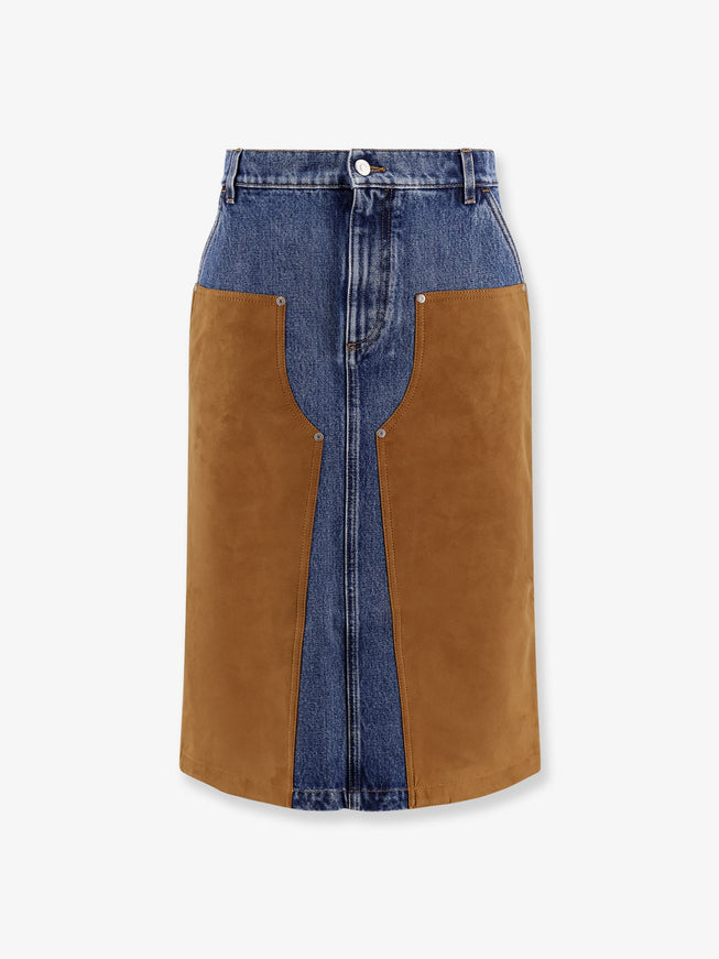 Stella Mccartney Denim Skirt With Suede Inserts Medium Vintage Blue