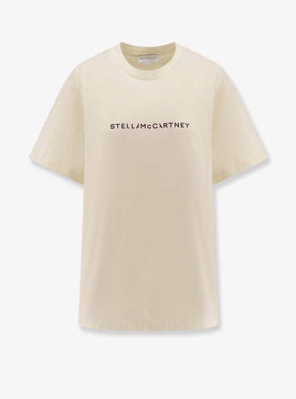 Stella Mccartney Cotton T-Shirt With Logo Print Ivory