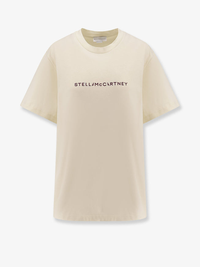 Stella Mccartney Cotton T-Shirt With Logo Print Ivory