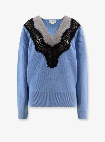 Stella Mccartney Miracle Lace Virgin Wool Sweater Sky Blue