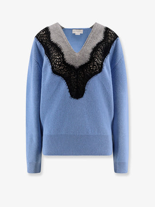 Stella Mccartney Miracle Lace Virgin Wool Sweater Sky Blue