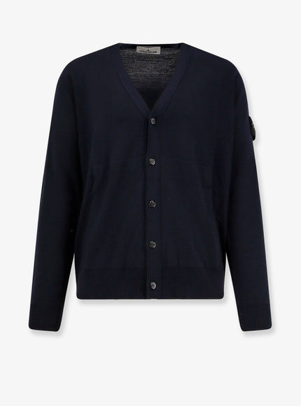 Stone Island Virgin Wool Cardigan Navy Blue