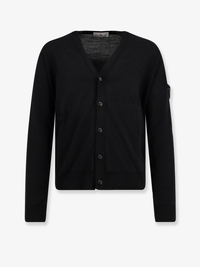Stone Island Virgin Wool Cardigan Black