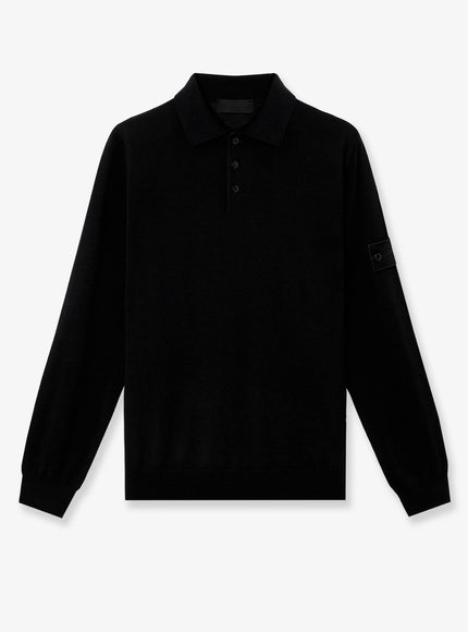 Stone Island Virgin Wool Polo Sweater Black