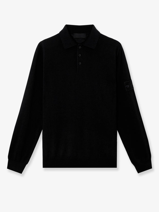 Stone Island Virgin Wool Polo Sweater Black