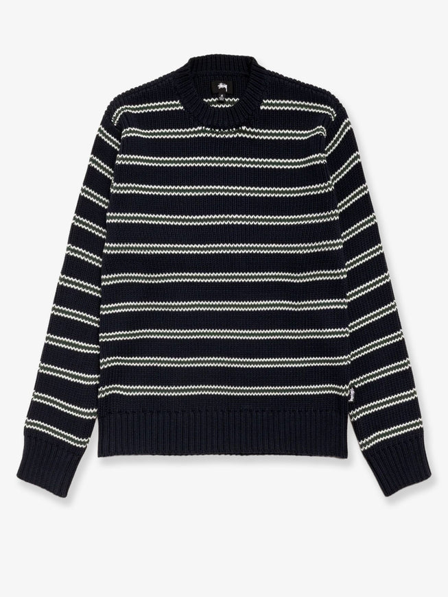 Stussy Stripe Crew Cotton Blend Sweater Ocean