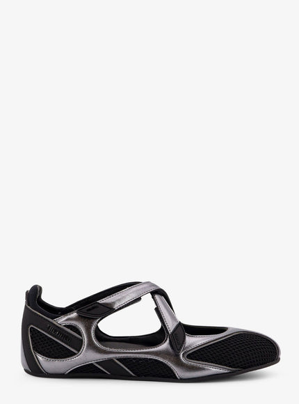 The Attico Floor 01 Mesh And Leather Ballerinas Flat Black
