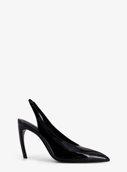 The Attico Viper Leather Slingback Pumps Black