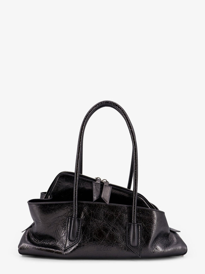 The Attico La Passeggiata Small Laminated Leather Shoulder Bag Uni Dark Grey