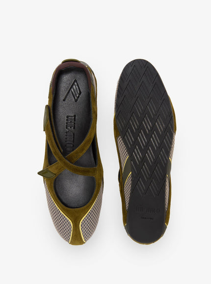 The Attico Foor 01 Mesh And Suede Ballerinas Flat