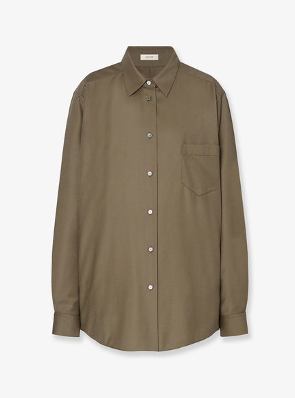 The Row Pino Virgin Wool Shirt Military Beige