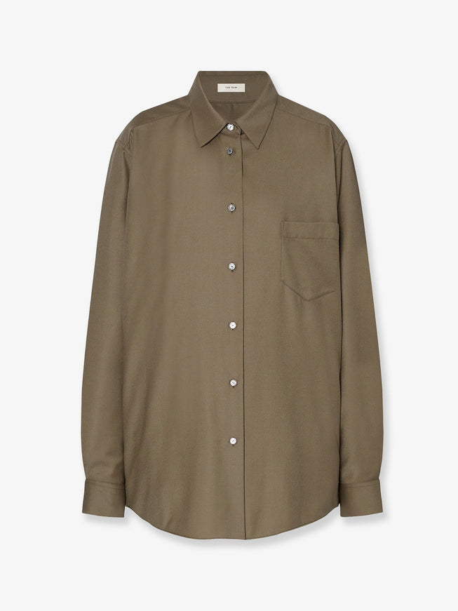 The Row Pino Virgin Wool Shirt Military Beige