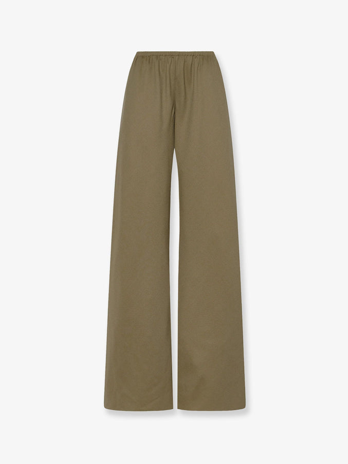 The Row Gala Silk Trousers Military Beige