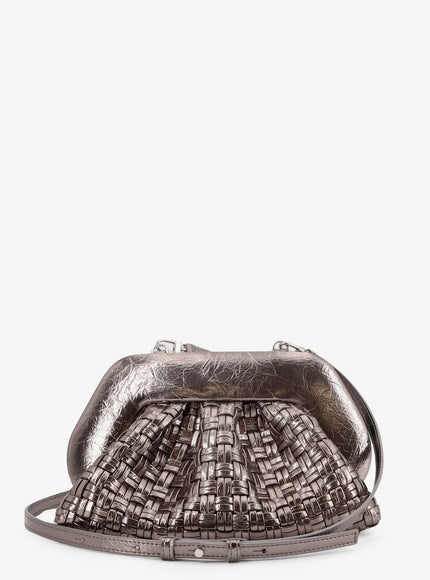 Themoirè Laminated Leather Tia Shoulder Bag With Woven Pattern