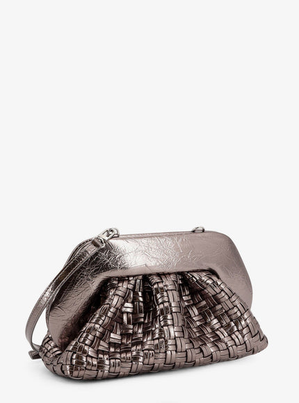 Themoirè Laminated Leather Tia Shoulder Bag With Woven Pattern