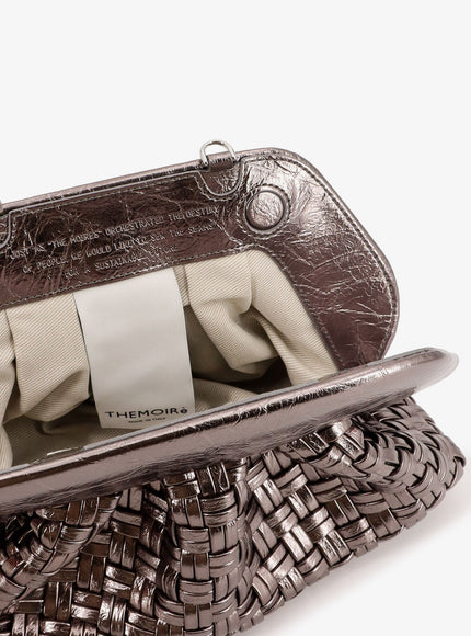 Themoirè Laminated Leather Tia Shoulder Bag With Woven Pattern