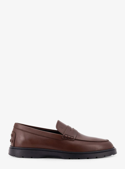 Tod's Ibrido Leather Loafers Marrone