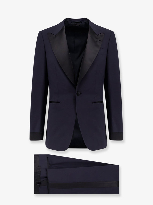 Tom Ford Wool Tuxedo With Contrasting Profiles Ink