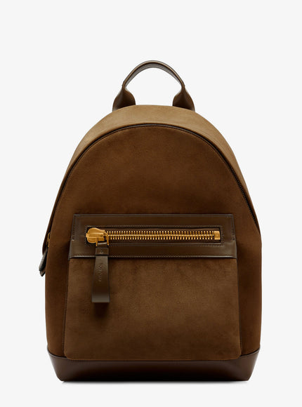 Tom Ford Leather And Suede Backpack Uni Walnut