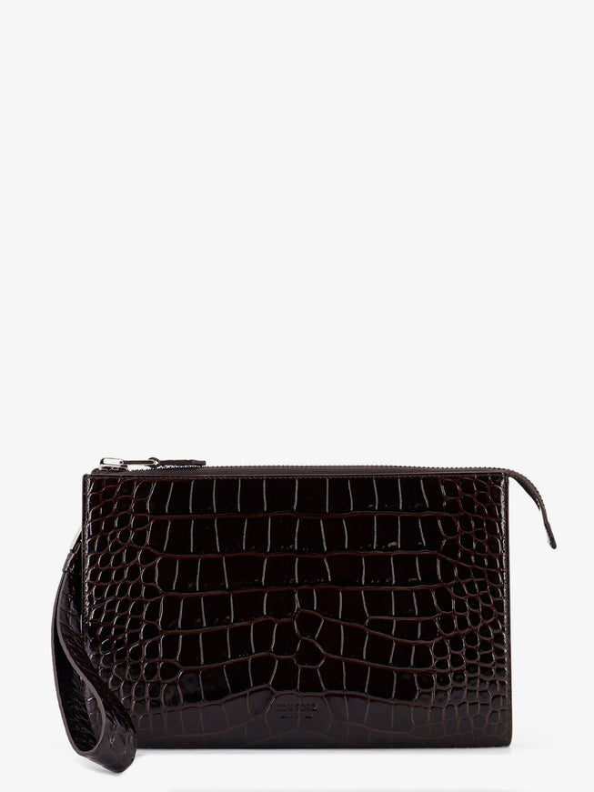 Tom Ford Crocodile-Print Leather Clutch Bag Uni Espresso