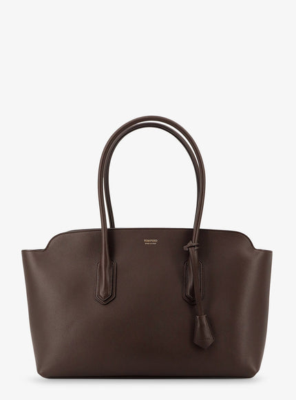 Tom Ford Leather Shoulder Bag With Logo Uni Chocolate