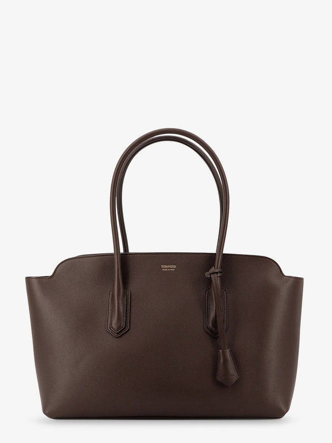Tom Ford Leather Shoulder Bag With Logo Uni Chocolate