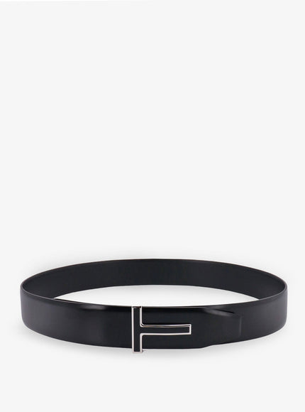 Tom Ford Leather Belt With Enamelled Logo Black