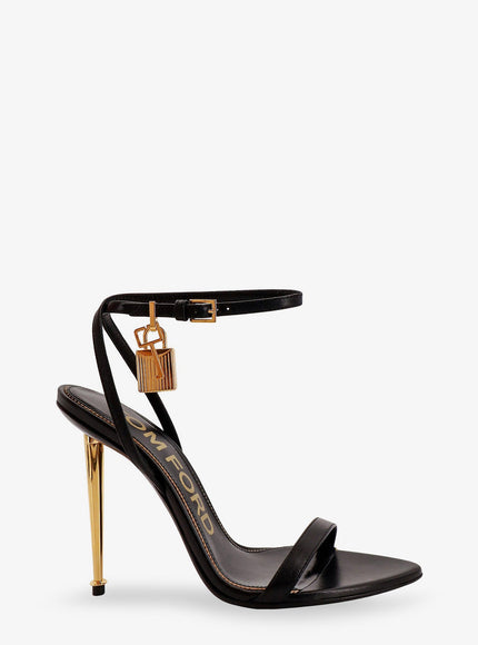 Tom Ford Laminated Leather Sandals With Logoed Padlock Black