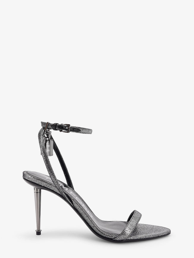 Tom Ford Laminated Heeled Sandals With Laminated Effect Dark Silver