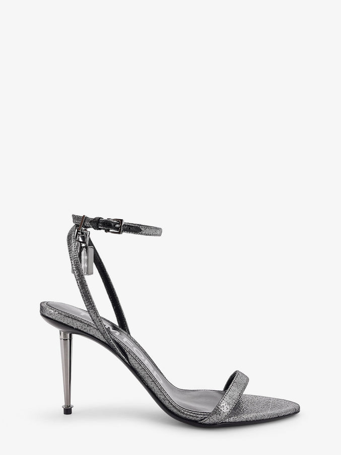 Tom Ford Laminated Heeled Sandals With Laminated Effect Dark Silver