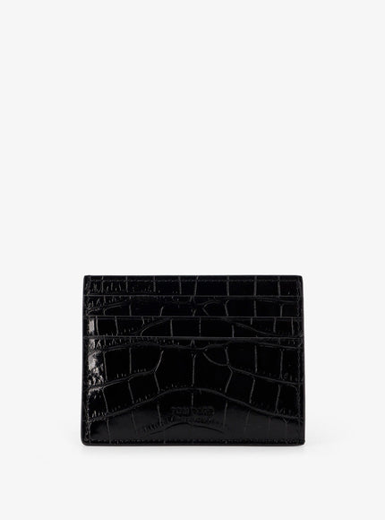 Tom Ford Crocodile-Print Leather Cardholder Uni Black