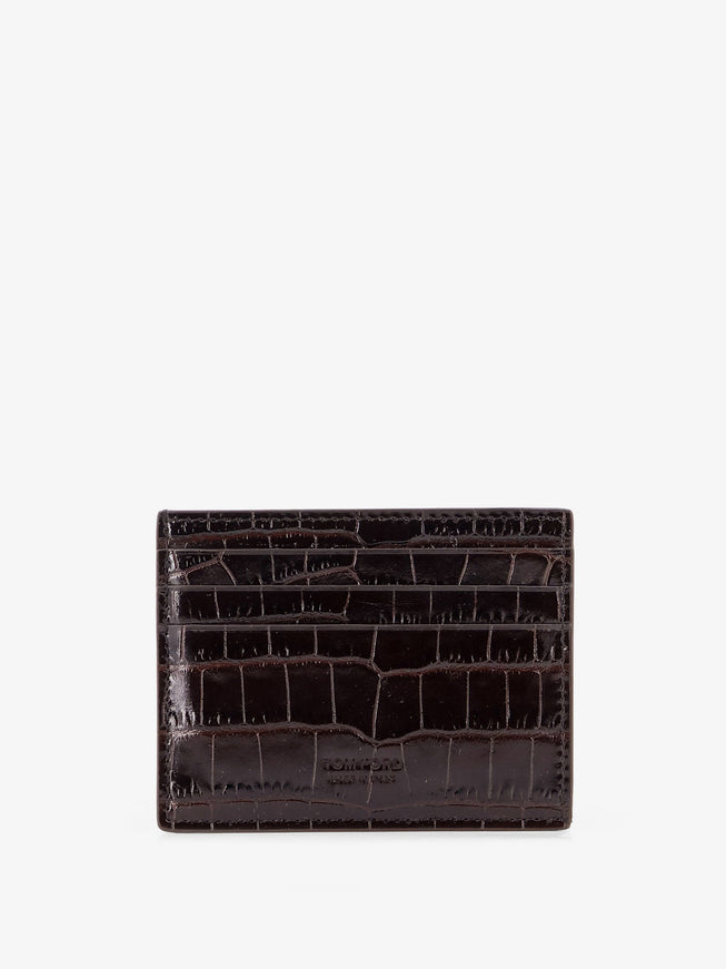 Tom Ford Crocodile-Print Leather Cardholder Uni Espresso