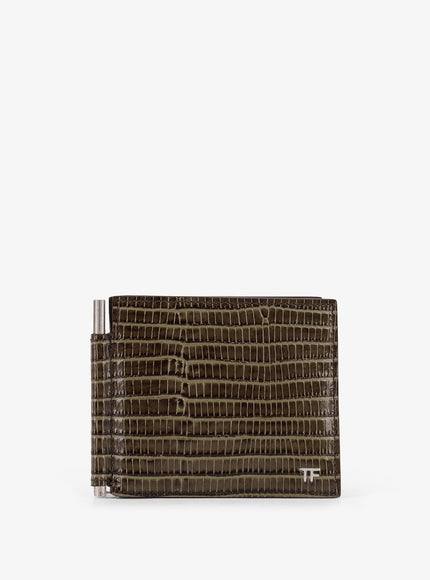 Tom Ford Leather Wallet With Croco Effect Uni Slate