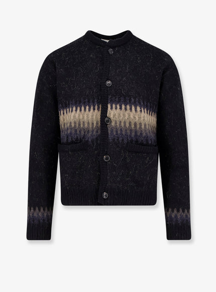 Tonywack Jacquard Alpaca Cardigan Pale Black