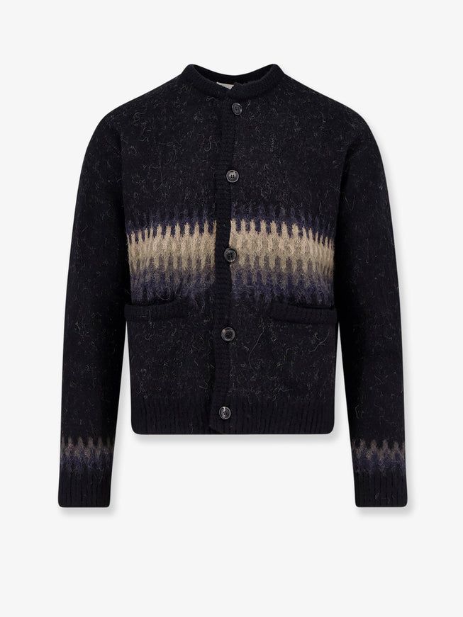 Tonywack Jacquard Alpaca Cardigan Pale Black