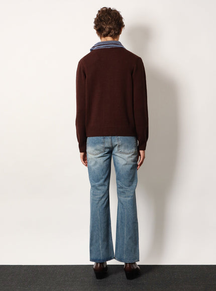 Tonywack Wool Unisex Cardigan With Contrasting Collar