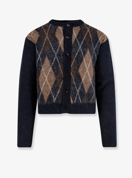 Tonywack Diamond Pattern Alpaca Blend Cardigan Marrone