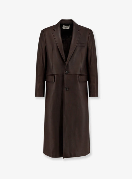 Tonywack Unisex Leather Coat Marrone