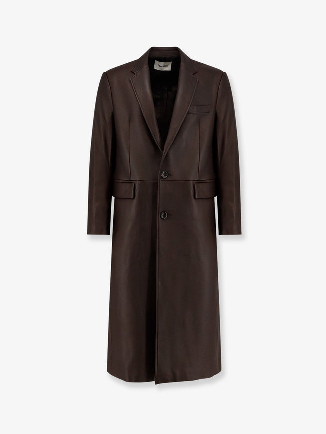 Tonywack Unisex Leather Coat Marrone