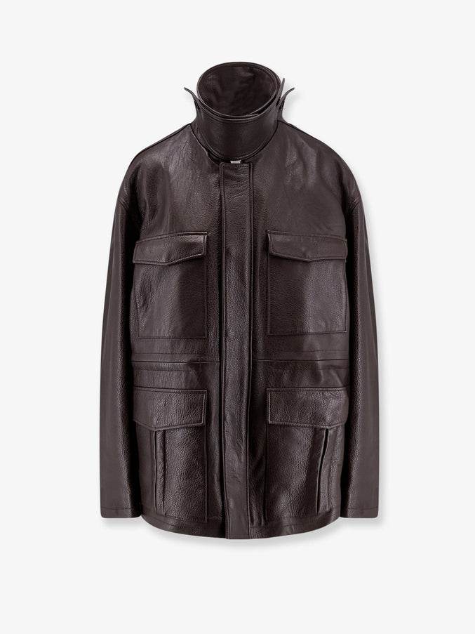 Tonywack Long Leather Jacket Marrone