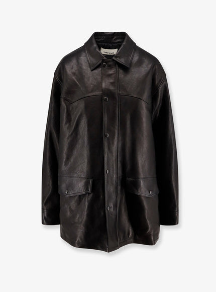 Tonywack Long Padded Leather Jacket Nero