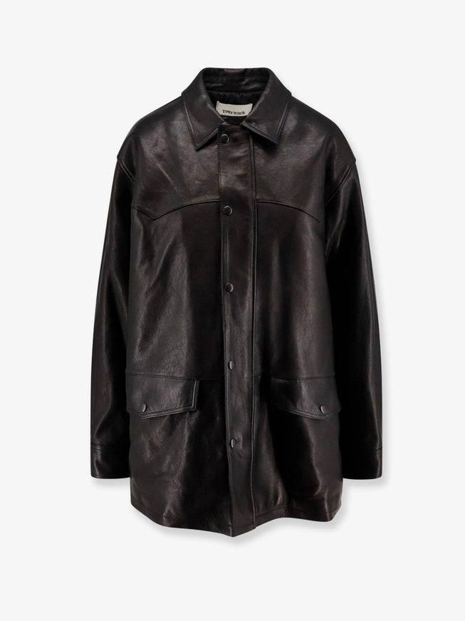 Tonywack Long Padded Leather Jacket Nero