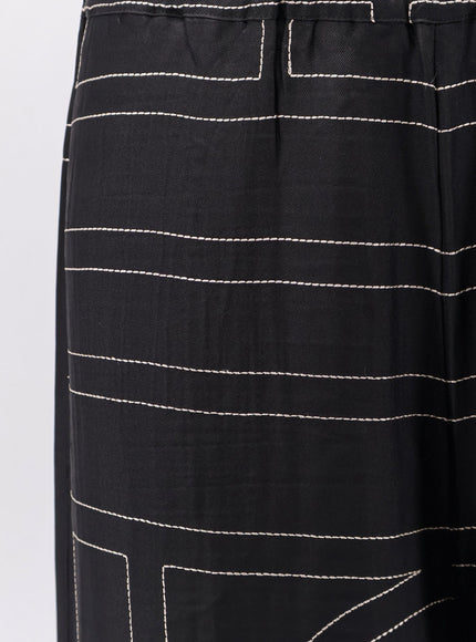 Toteme Silk Trousers With Monogram Logo Embroidery