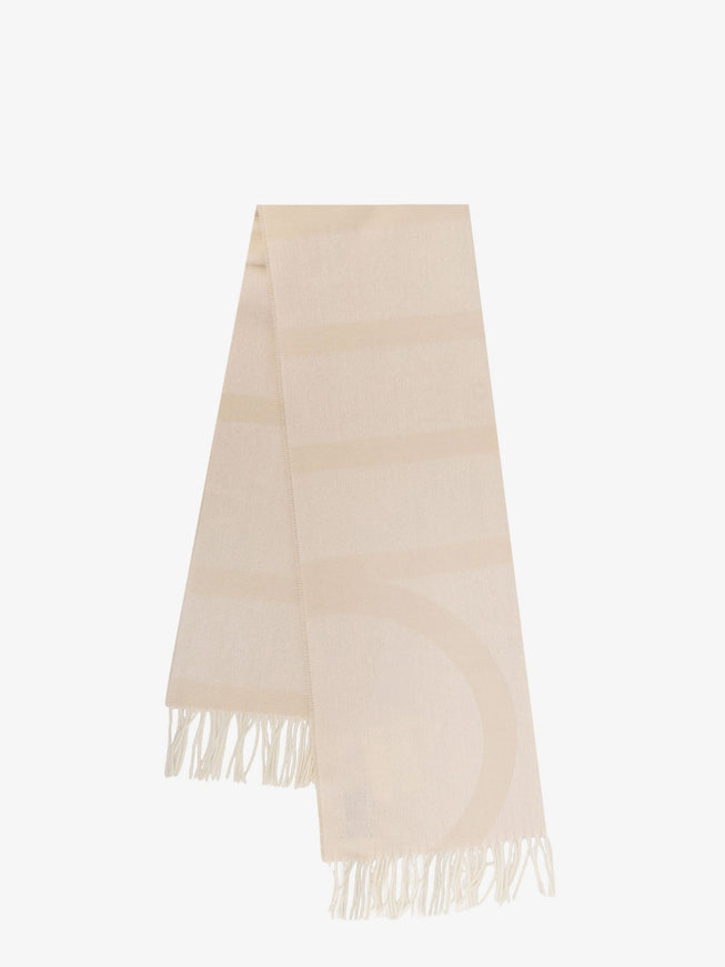 Toteme Jacquard Virgin Wool Scarf With Logo Monogram Uni Bonemonogram